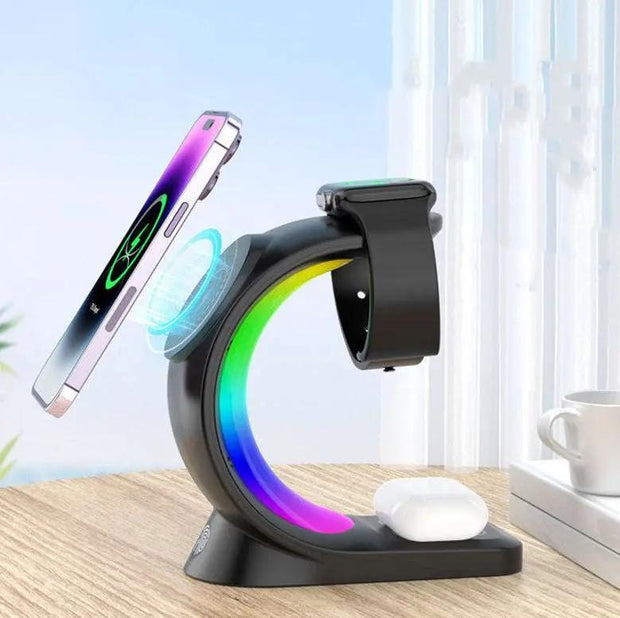 4-in-1 Magnetic Wireless Charger with LED Night Light for iPhone, AirPods & Watch! - ViralVault