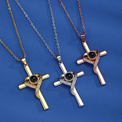 Metal cross Christianity chain necklace. Includes black gem in centre. Multiple colours!