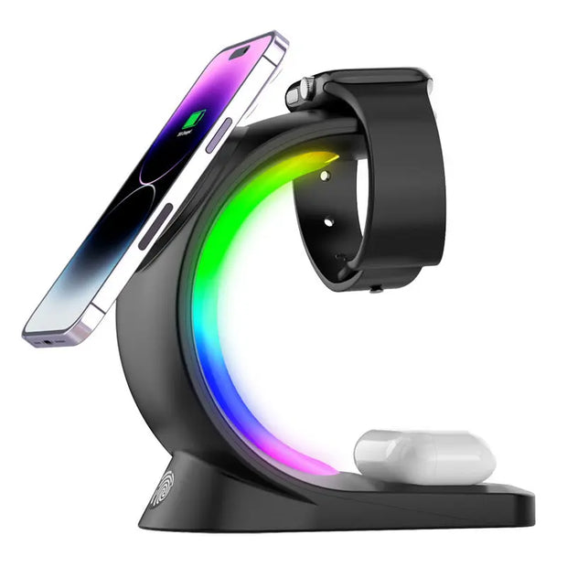 4-in-1 Magnetic Wireless Charger with LED Night Light for iPhone, AirPods & Watch! - ViralVault