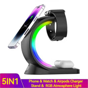 4-in-1 Magnetic Wireless Charger with LED Night Light for iPhone, AirPods & Watch! - ViralVault