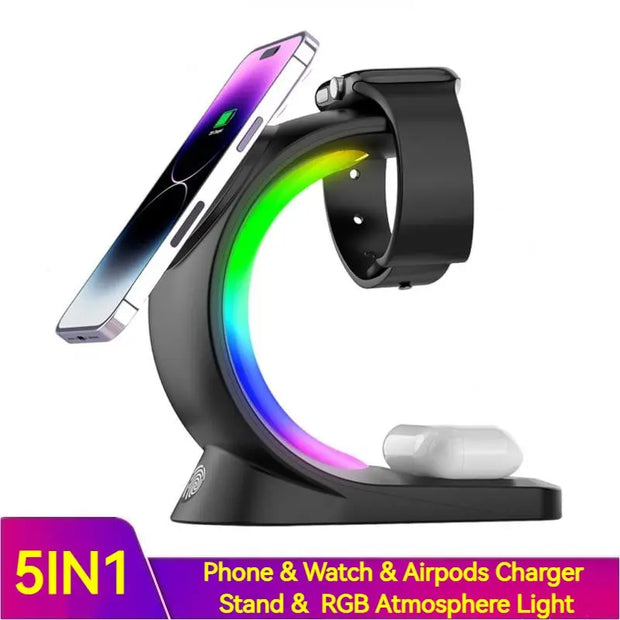 4-in-1 Magnetic Wireless Charger with LED Night Light for iPhone, AirPods & Watch! - ViralVault